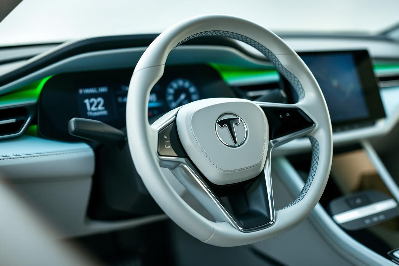 Tesla verte — Édition Électrique — Le volant