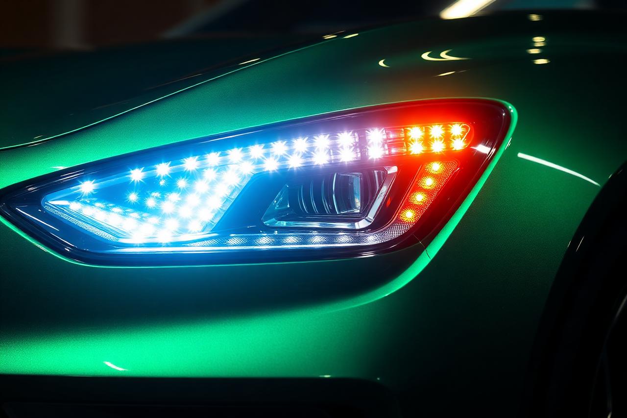 Tesla verte — Édition Électrique — Les phares